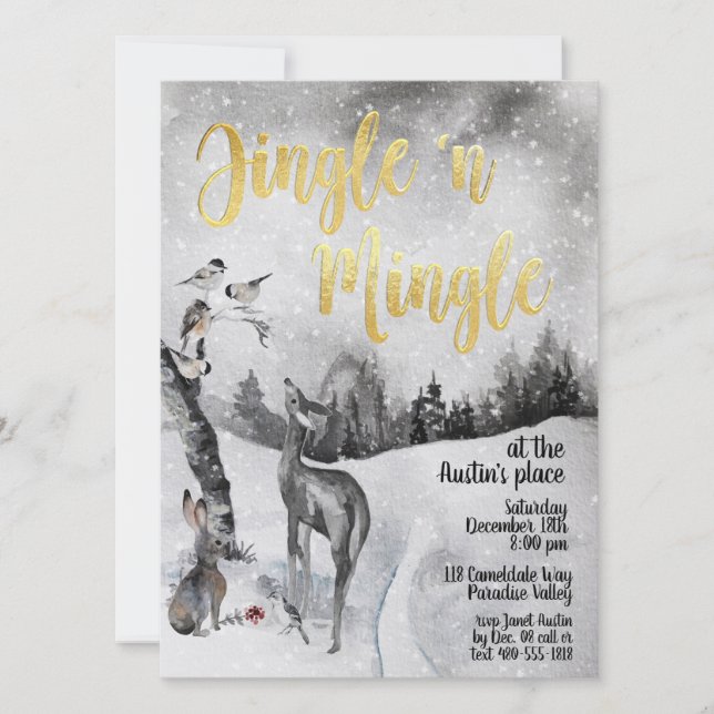 Jingle & Mingle Aquarelle Invitation de la fête de (Devant)