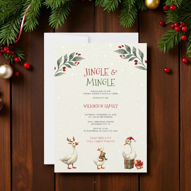 jingle & mingle Christmas Geese Party Invitation (Créateur téléchargé)