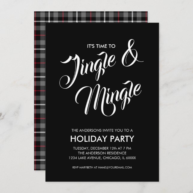 Jingle & Mingle Christmas Holiday Party Invitation (Devant / Derrière)