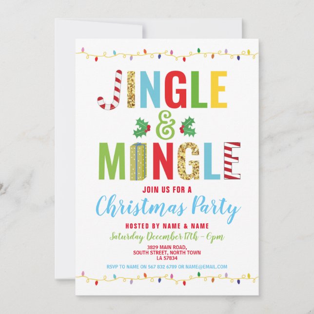 Jingle & Mingle Fête de Noël Invitation (Devant)