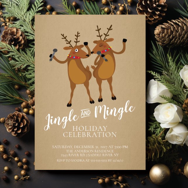 Jingle & Mingle Reindeer Invitation Fête de Vacanc (Créateur téléchargé)