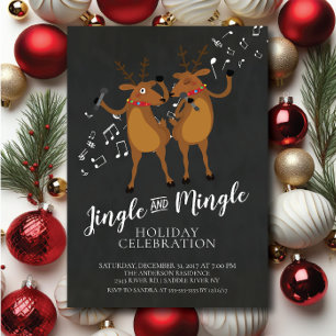 Jingle & Mingle Reindeer Invitation Fête de Vacanc