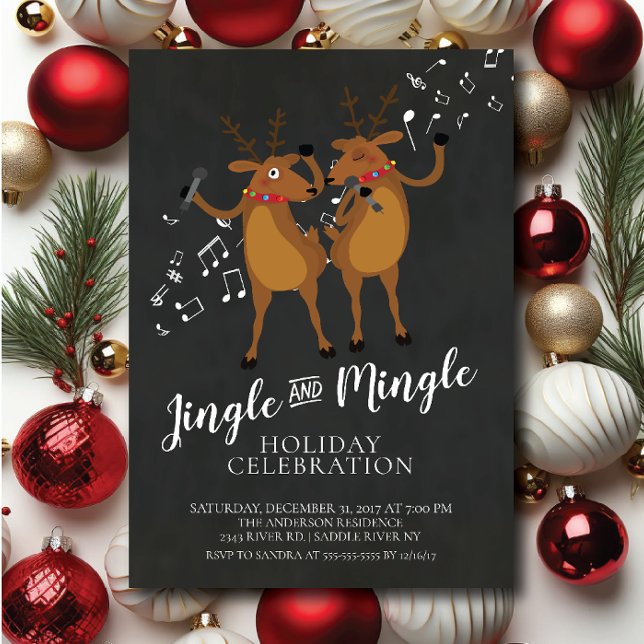 Jingle & Mingle Reindeer Invitation Fête de Vacanc (Créateur téléchargé)
