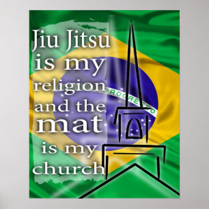 Jiu Jitsu est ma religion Affiche du drapeau brési