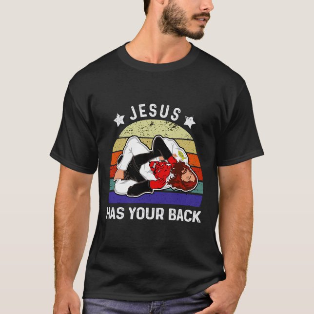 Jiu Jitsu Jesus Brésilien A Votre T-shirt De Dos (Devant)