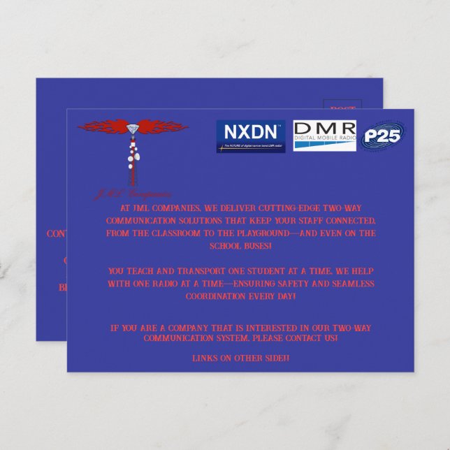 JML Entreprises Commerces Carte Postale (Ecoles et (Devant / Derrière)