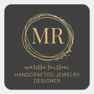 Joaillerie Designer Script Gold Noir Étiquettes