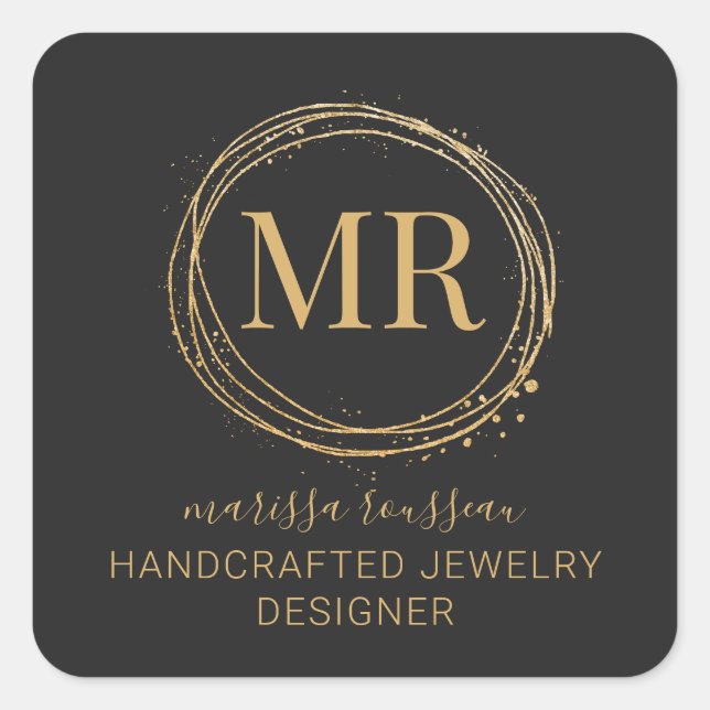 Joaillerie Designer Script Gold Noir Étiquettes (Devant)