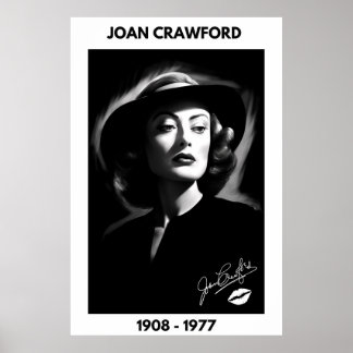 Joan Crawford, noir et blanc, affiche noir