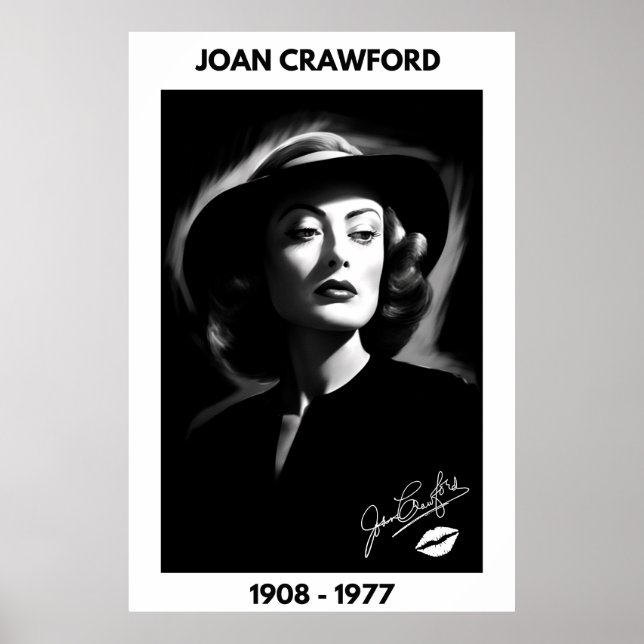 Joan Crawford, noir et blanc, affiche noir (Devant)