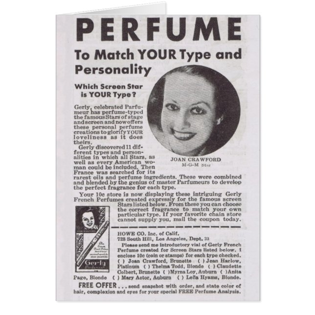 JOAN CRAWFORD Publicité pour parfums (Devant)