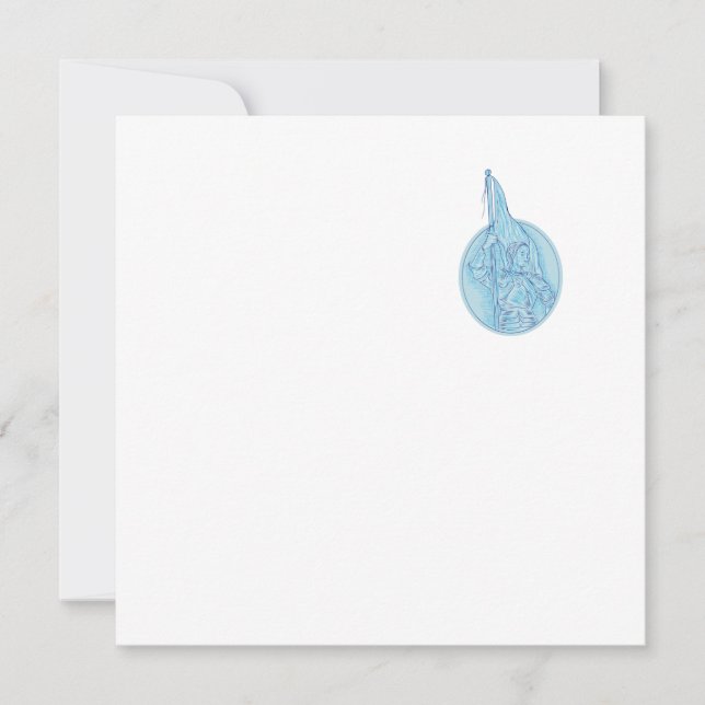 Joan d'Arc tenant Drapeau Ovale Dessin (Devant)