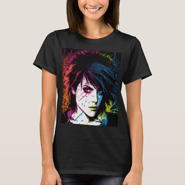 Joan Jett Homage Rock Star Rainbow Neon T-Shirt (Devant)
