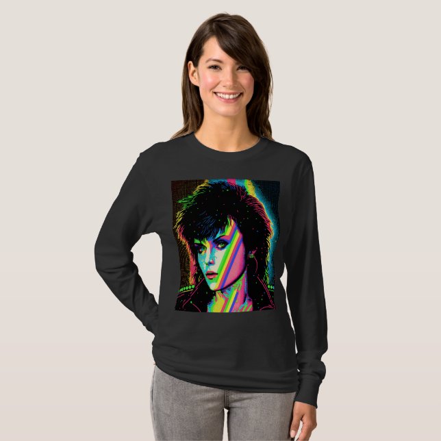 Joan Jett Homage Rock Star Rainbow Neon T-Shirt (Devant entier)