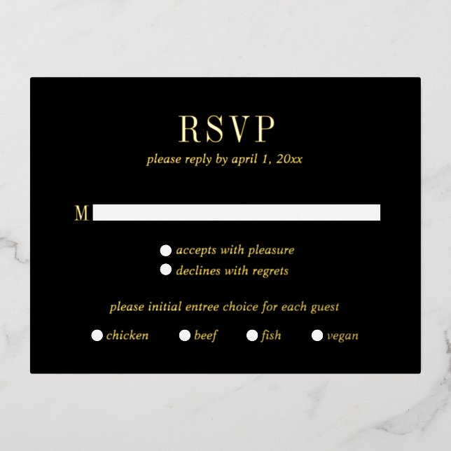 Jocelyn Black Mariage moderne carte RSVP (Recto)