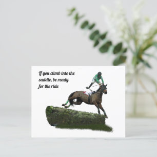 Jockey Cheval En Carte Postale Verte