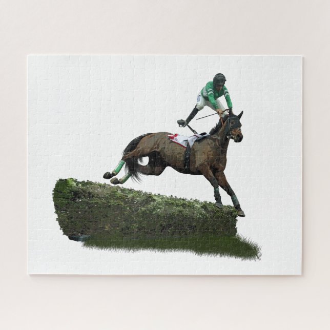 Jockey Cheval En Jigsaw Vert Puzzle (Horizontal)