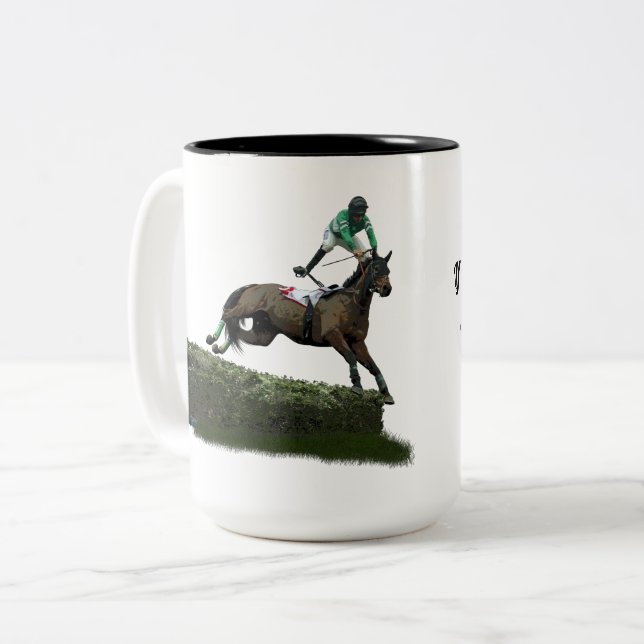 Jockey Cheval En Mug Café Vert (Devant gauche)