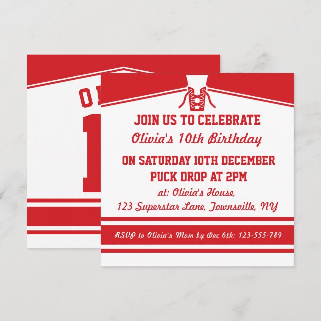 Jockey sur glace Jersey Invitations du parti à thè (Devant / Derrière)