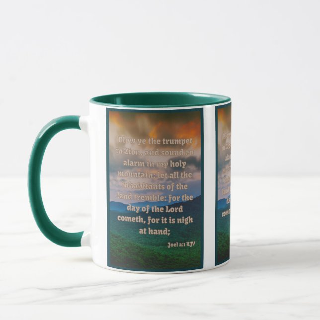 Joel 2:1 KJV Bible Verse Pic Mug Deux Tons (Gauche)