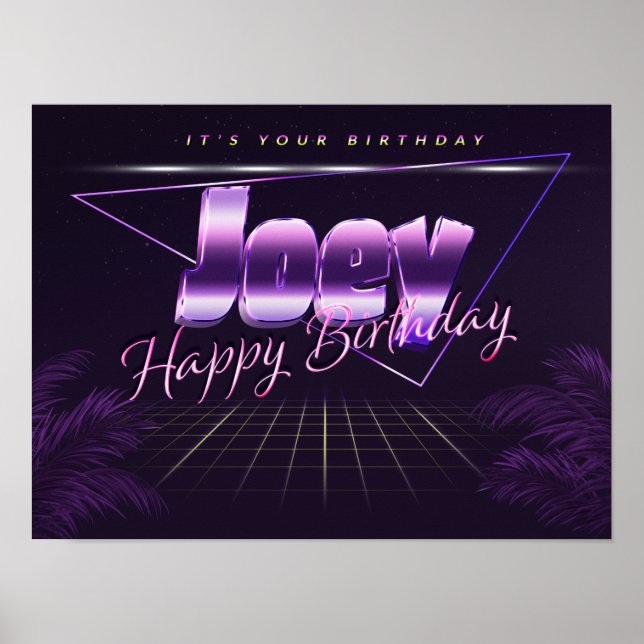 Joey Nom Vorname lila retro Poster Geburtstag (Devant)