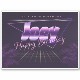 Joey prénom nom autocollant rétro lilas anniversai