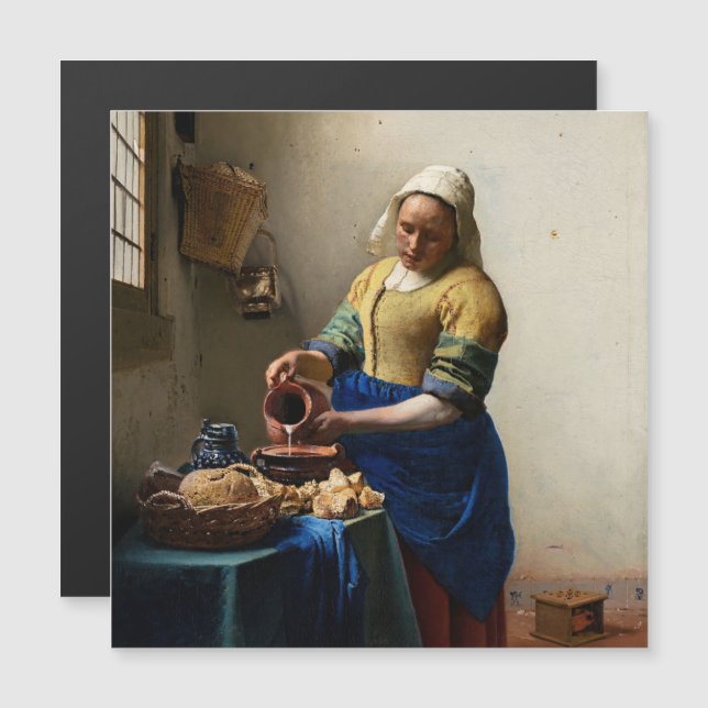 Johannes Vermeer - Carte magnétique Milkmaid (Devant / Derrière)