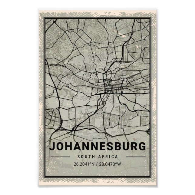 johannesburg south africa map print poster canvas (Devant)