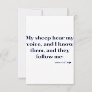 John 10:27 KJV Bible Scripture Carte de voeux plat