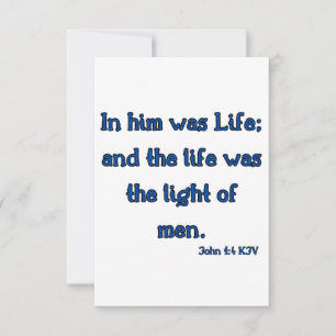 John 1:4 KJV Bible Verse Carte de voeux plat