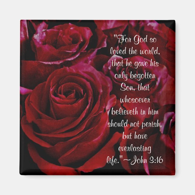 John 3:16 aimant roses rouges (Devant)