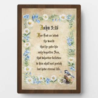 John 3:16 Bible Quote Tabletop Plaque with Easel