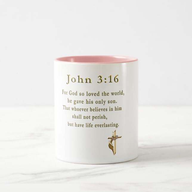 John 3:16 cadeaux chrétiens Mug à café à deux tons (Centre)