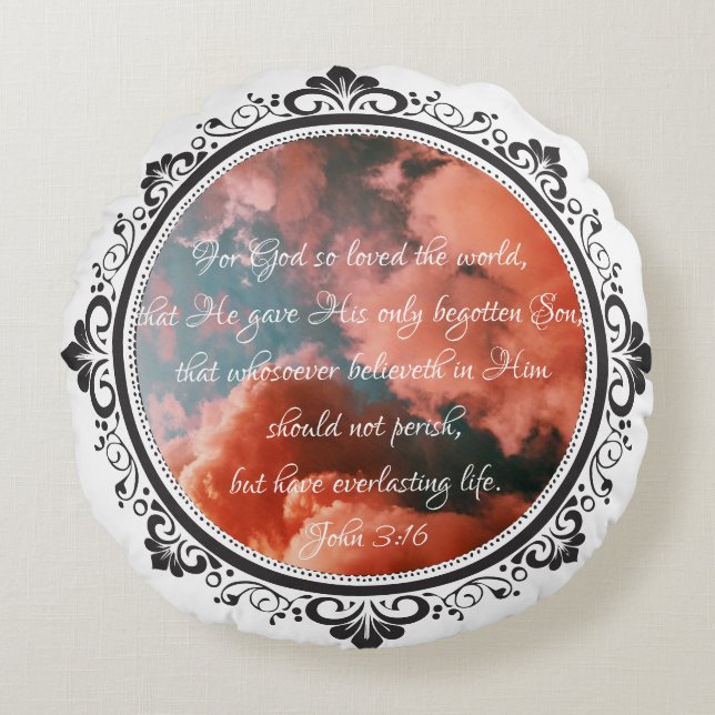 John 3:16 Coussin d'accents ronds (Devant)