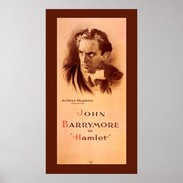 John Barrymore dans Hamlet Broadway 1922 Poster (Devant)