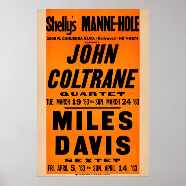 John Coltrane - Miles Davis affiche jazz - Shelly' (Devant)
