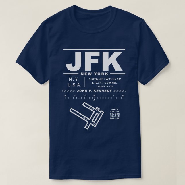 John F. Kennedy Airport JFK T-Shirt (Design devant)