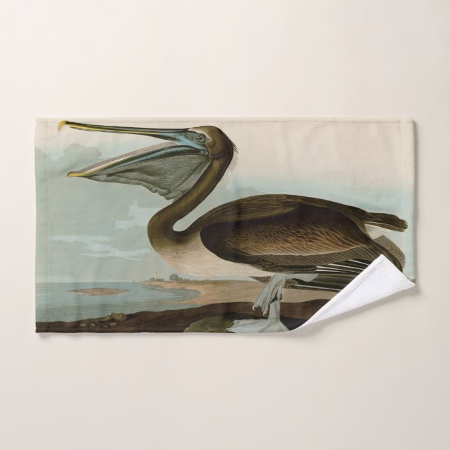 John James Audubon Peinture Pélicane Brown (Serviette à main)