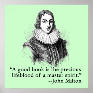 John Milton Portrait et Citation Poster