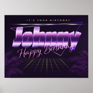 Johnny Nom Vorname lila retro Poster Geburtstag