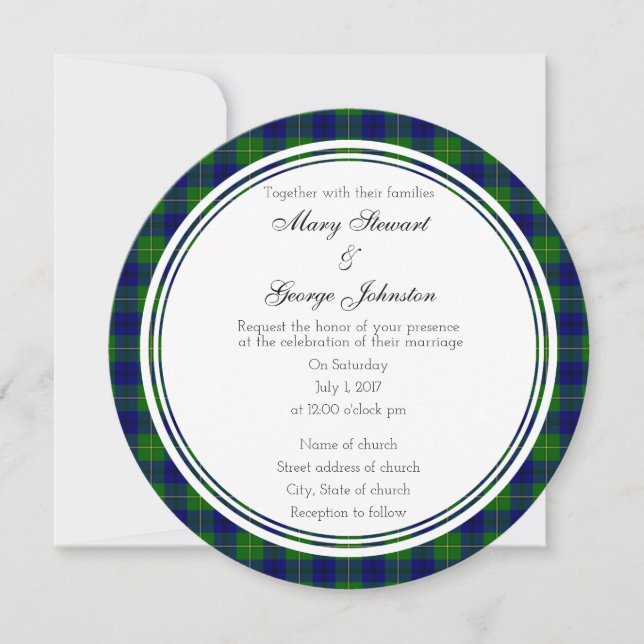Johnston Scottish Mariage Round Invitation (Devant)