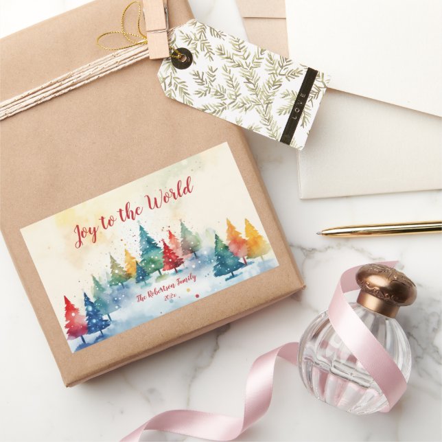 Joie au monde Colorful Trees Sticker de Noël (Cadeaux)