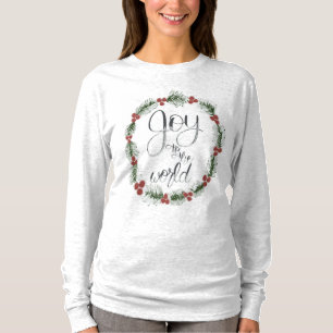 Joie au monde T-shirt à long feutre de Noël