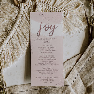 Joie Carte du menu du dîner de Noël Rose Gold