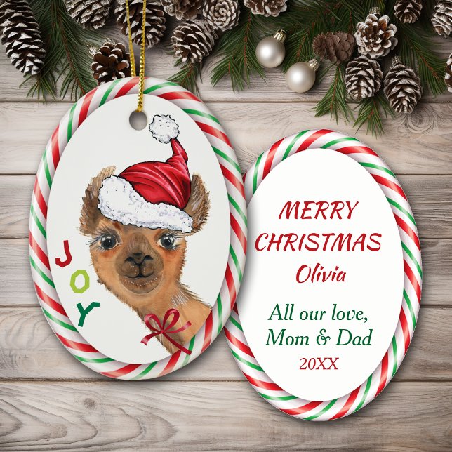 Joie Cute Llama Joy Enfants Ornement de Noël (Créateur téléchargé)