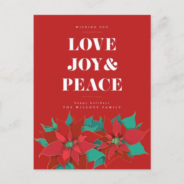 JOIE D'AMOUR & PAIX Joyeux Noël Carte de vœux (Devant)