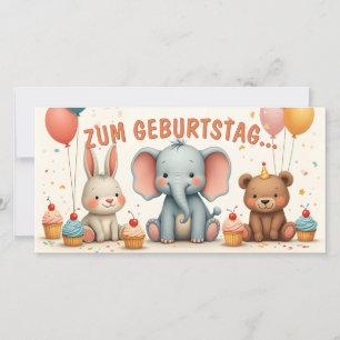 Joie d'anniversaire avec des amis animaux