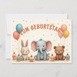 Joie d'anniversaire avec des amis animaux