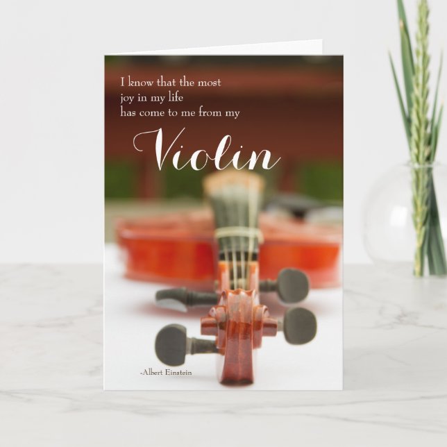 Joie dans ma carte de citation pour violon (Devant)