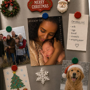 Joie de Fête Moderne Photo Magnétique de Noël